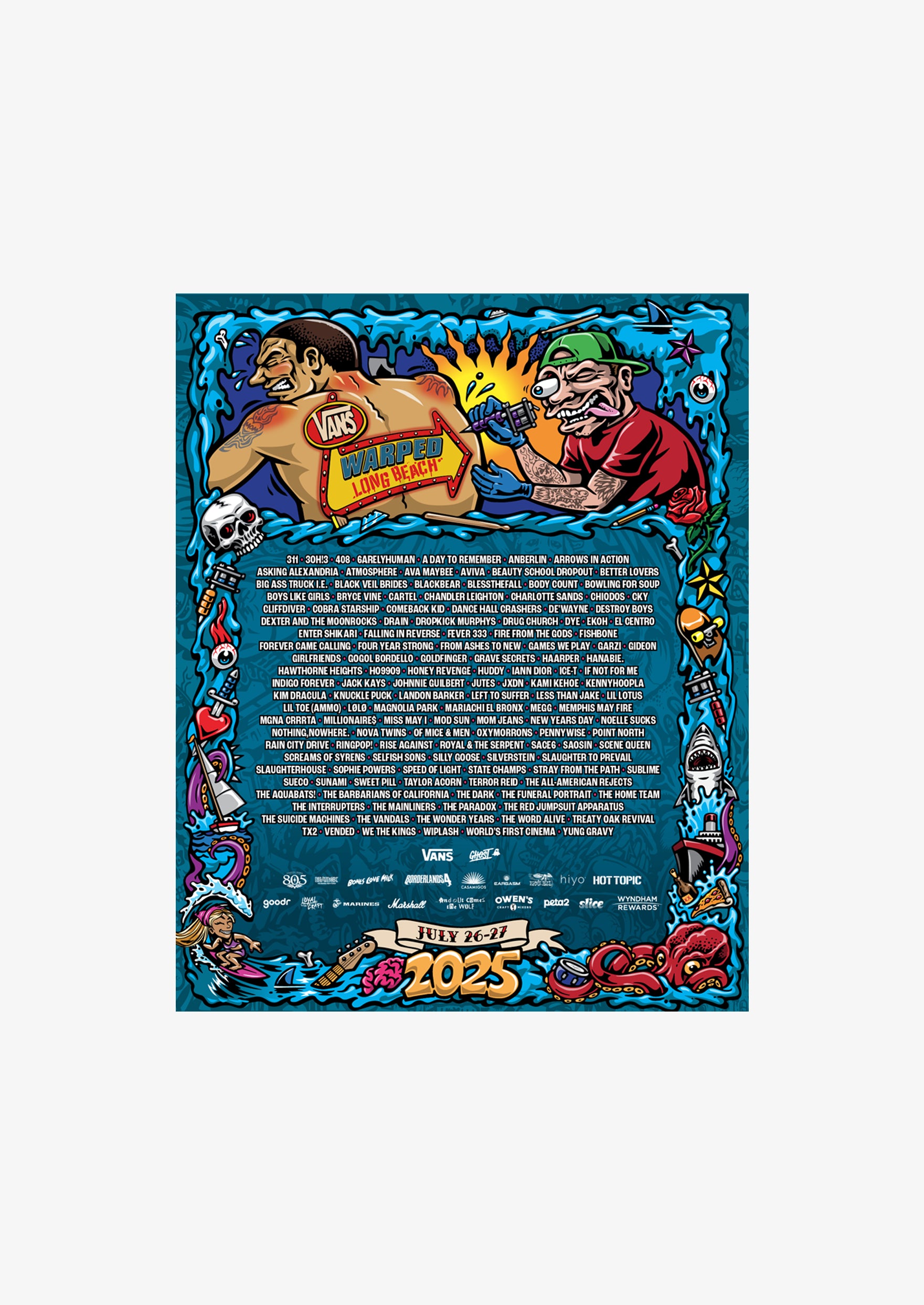 Vans Warped Tour 2025 Long Beach Poster